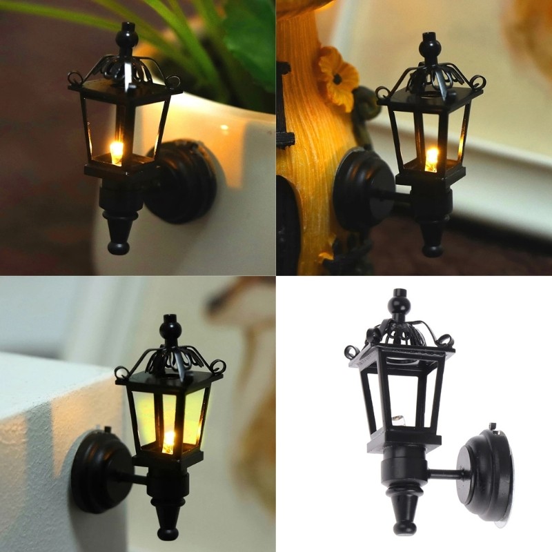 Miniature LED Wall Sconce 1/12 Scale Dollhouses Interior and Exterior Decoration