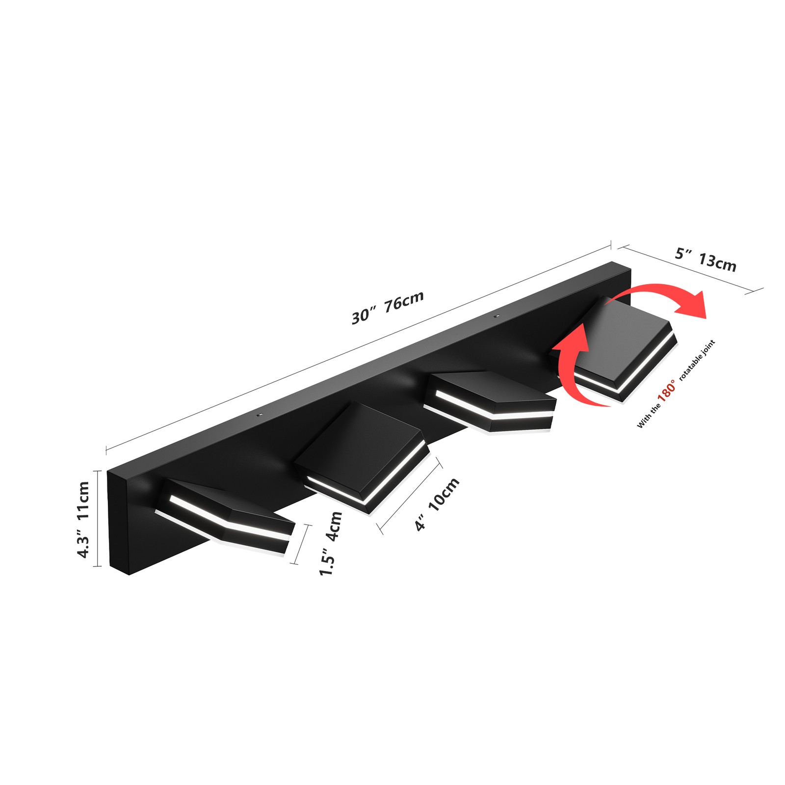 Black LED 4 Lights 30″ Vanity Light Bathroom Mirror Modern Dimmable Wall Lamp UL