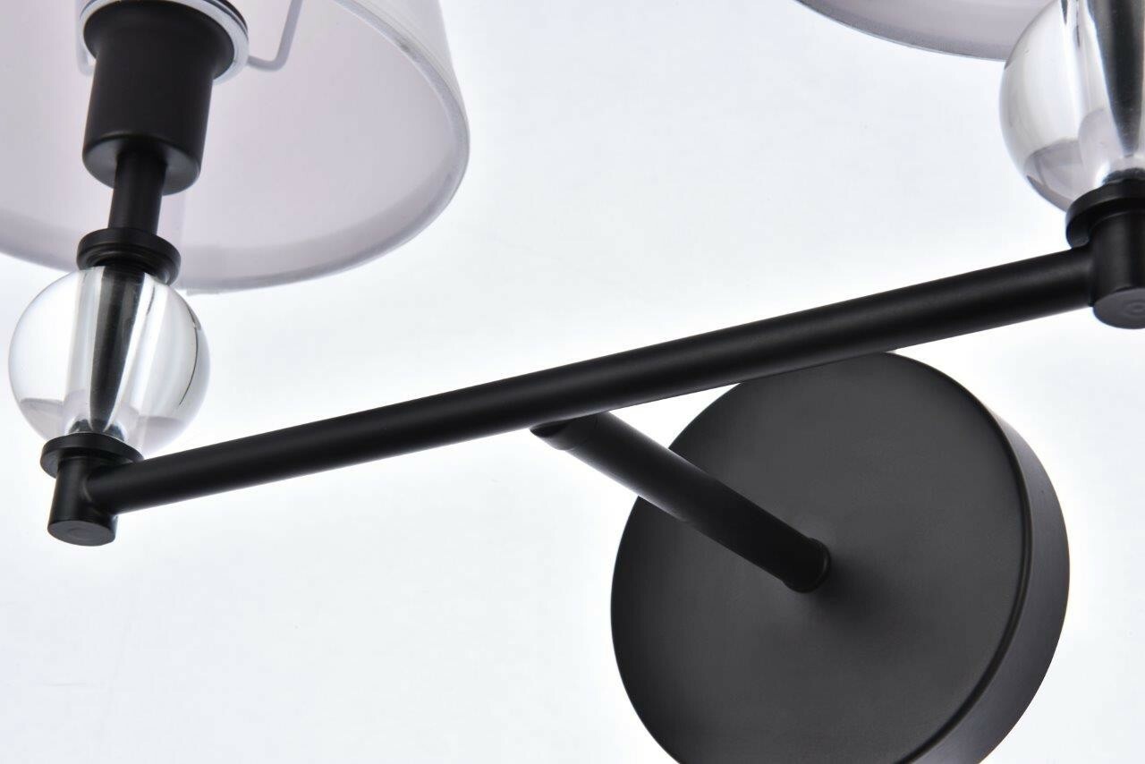 BLACK WHITE SHADE LIVING DINING ROOM BEDROOM HALLWAY WALL SCONCE FIXTURE 2 LIGHT