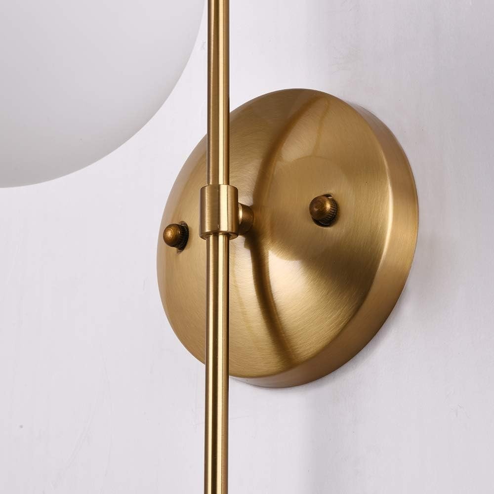 Gold Wall Sconce, Modern Bedside Led Globe Frosted Glass Wall Lamp, Wall Mounted