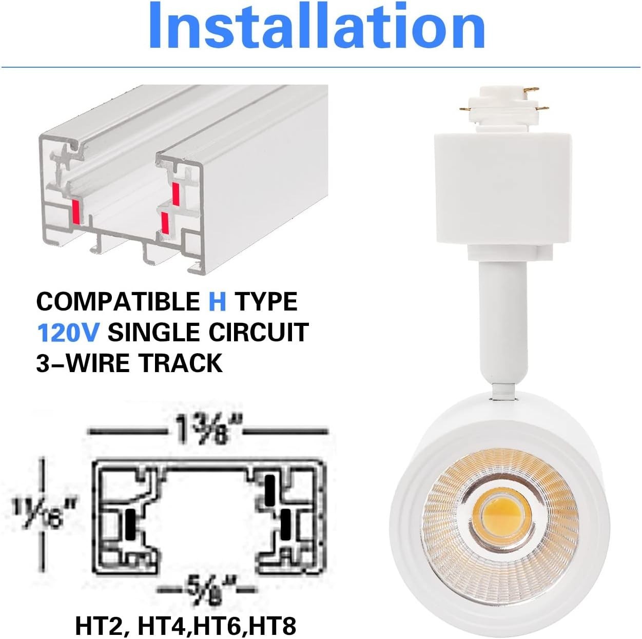 Lmaadri 12W Track Lighting Heads, LED Dimmable H Type Track Lighting fixtures…