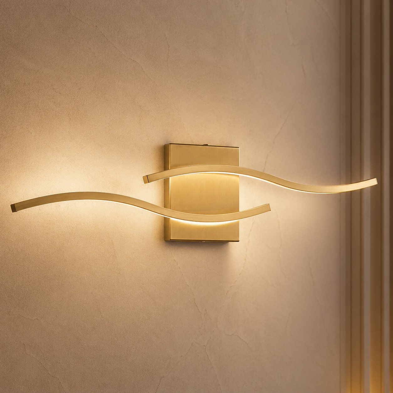 EDISLIVE 23.6 in. 2-Light 6000K LED Gold Vanity Light w/ Spiral Design