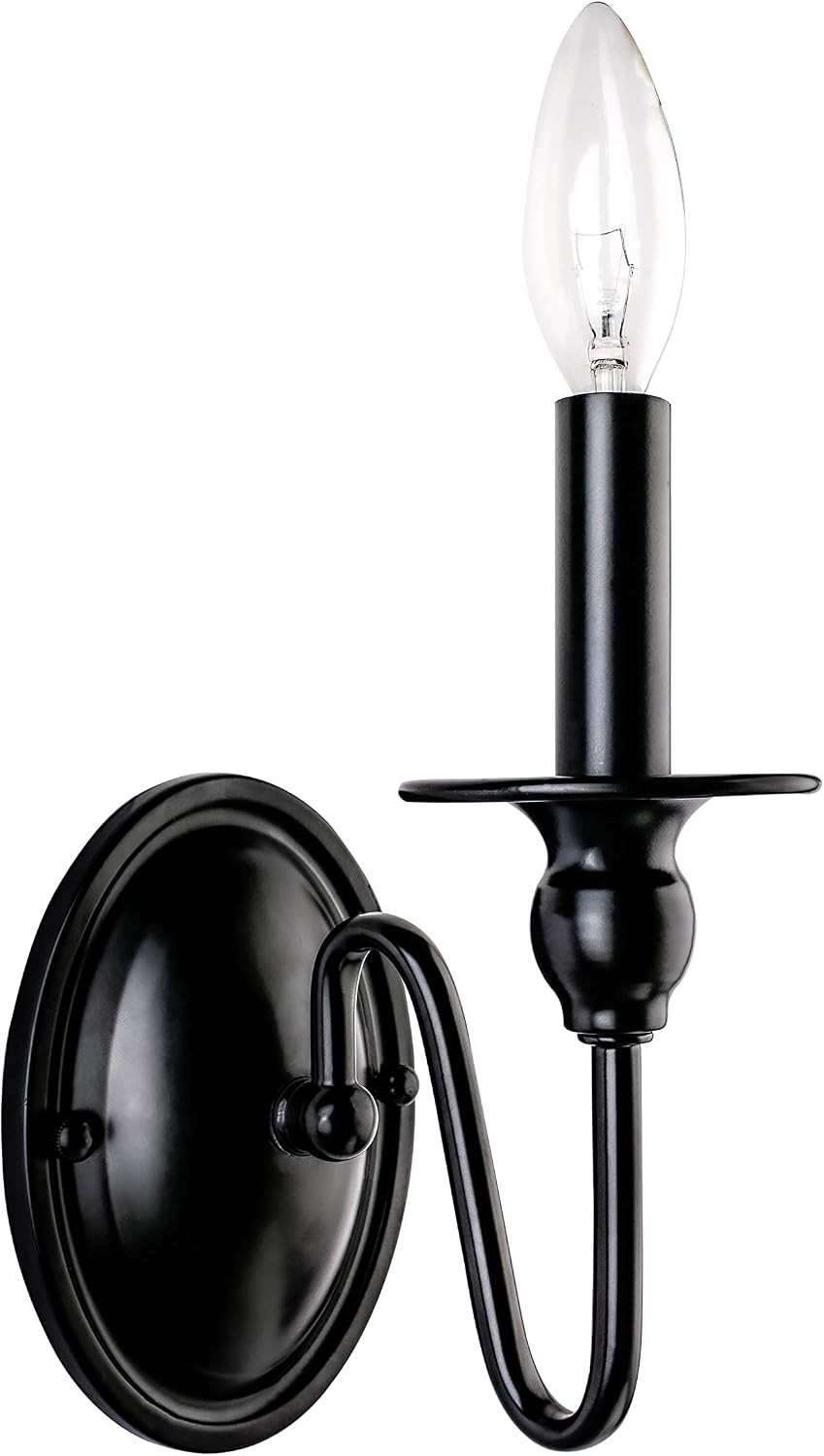 Matte Black 1-Light Indoor Wall Fixture, 4.25″ W x 7.625″ H, Bulb Not Included