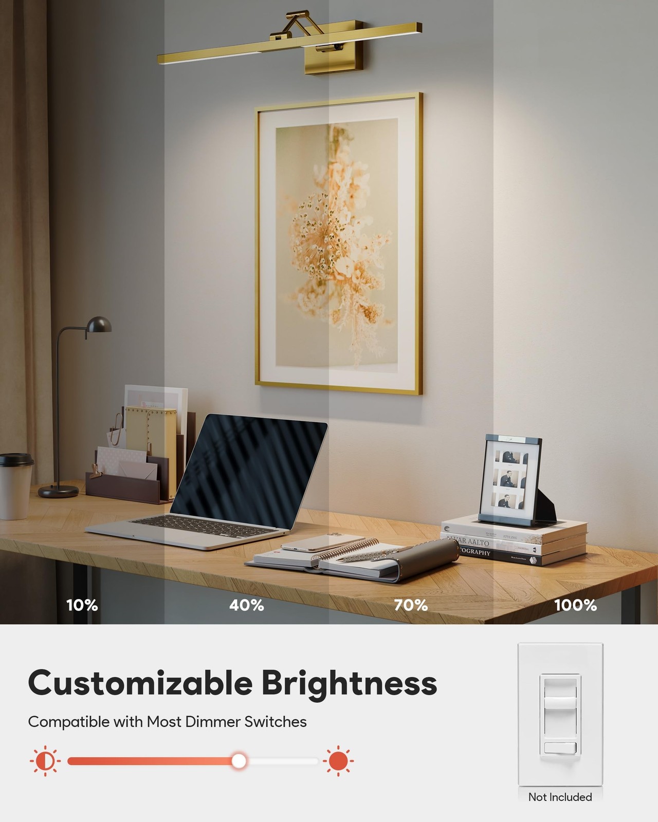 VONLUCE 30″ Modern LED Bathroom Vanity Light – Brushed Gold