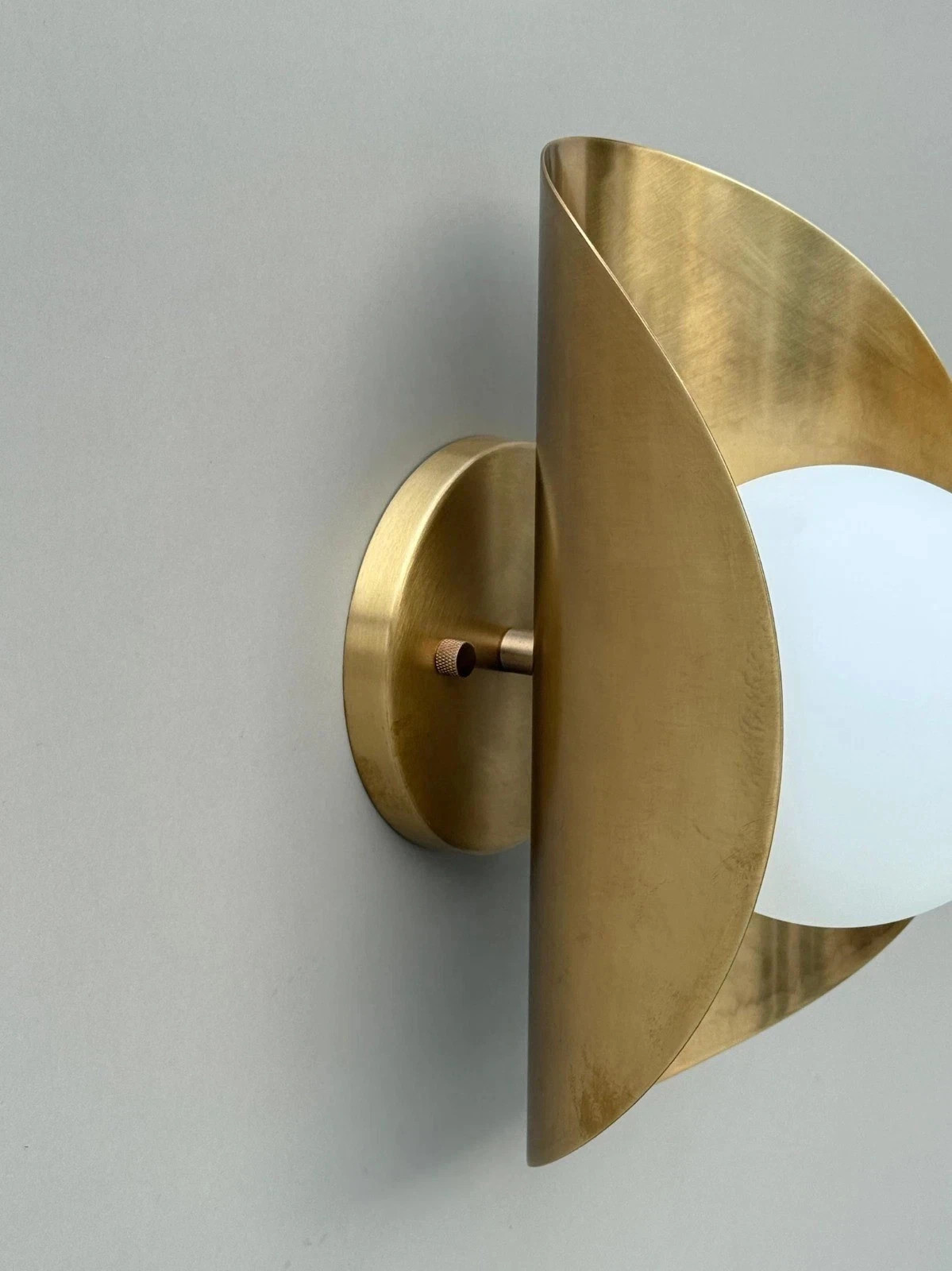 Mid Century Brass Wall Sconce Modern Frosted Glass Accent Wall Fixture Light