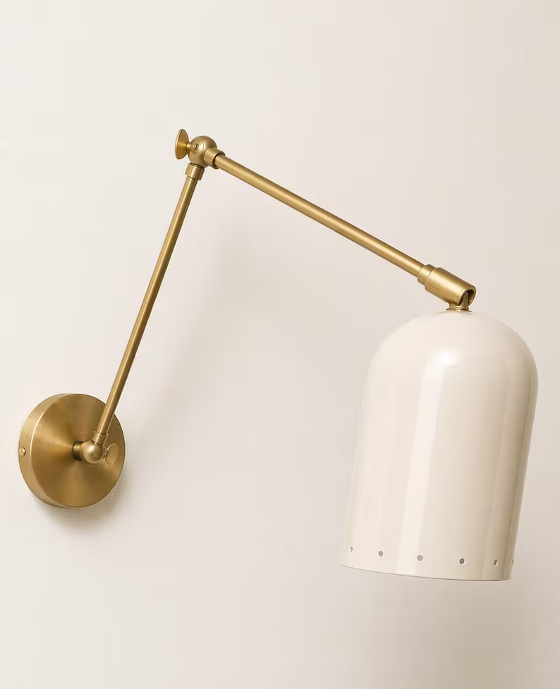 Handmade Adjustable Brass Wall Sconce, Modern Swing Arm Reading Wall Lamp