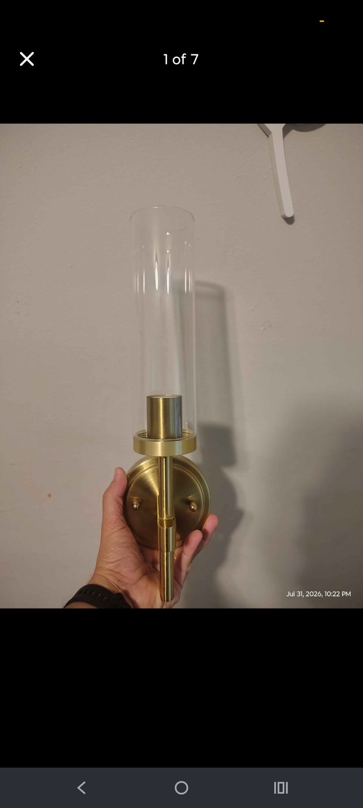 Modern Brushed Gold Wall Sconce Indoor Corded Clear Glass Cylinder Shade