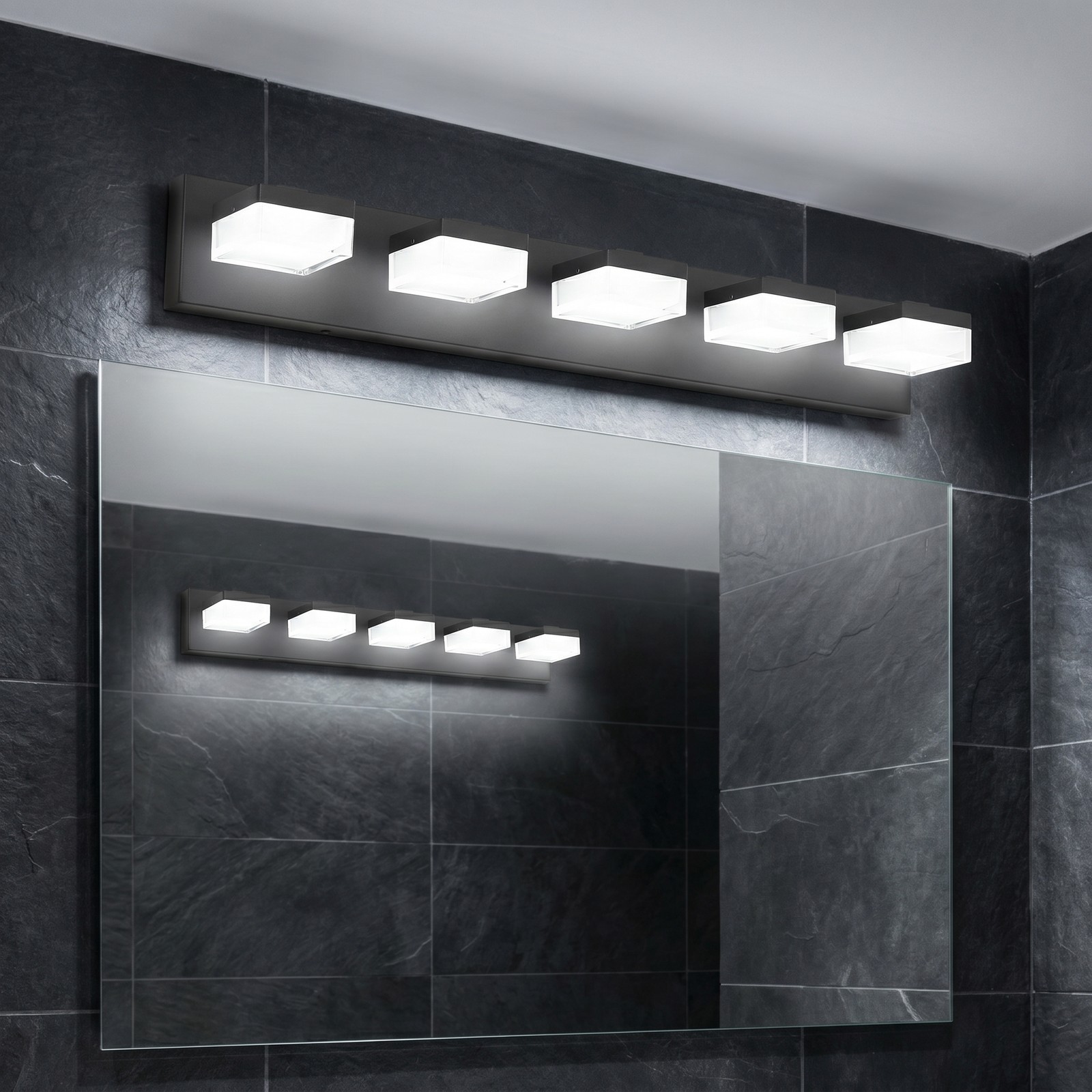31» Matte Black Vanity Light 5 Lights LED Bathroom Mirror Wall Sconce Fixture