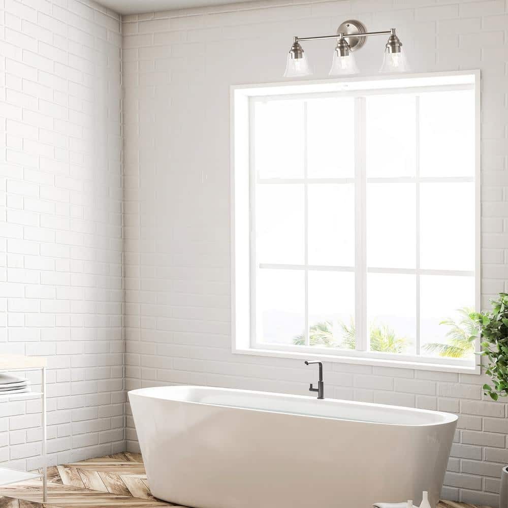 Hampton Bay Marsden 23.5 in. 3-Light Brushed Nickel Vanity Clear Glass Shades