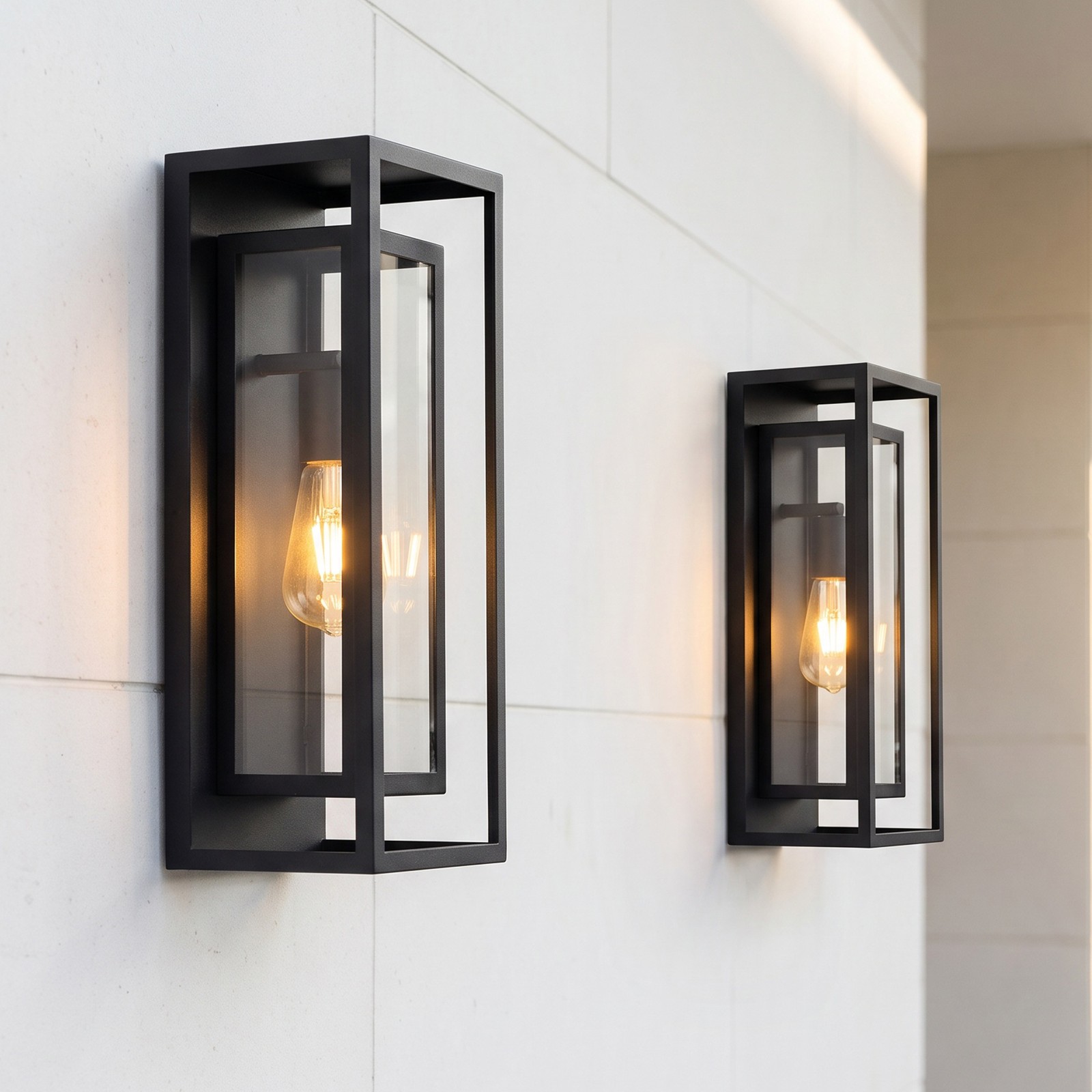 2 Pack 18″ Modern Outdoor LED Wall Light Matte Black Porch Mount Sconce Fixture