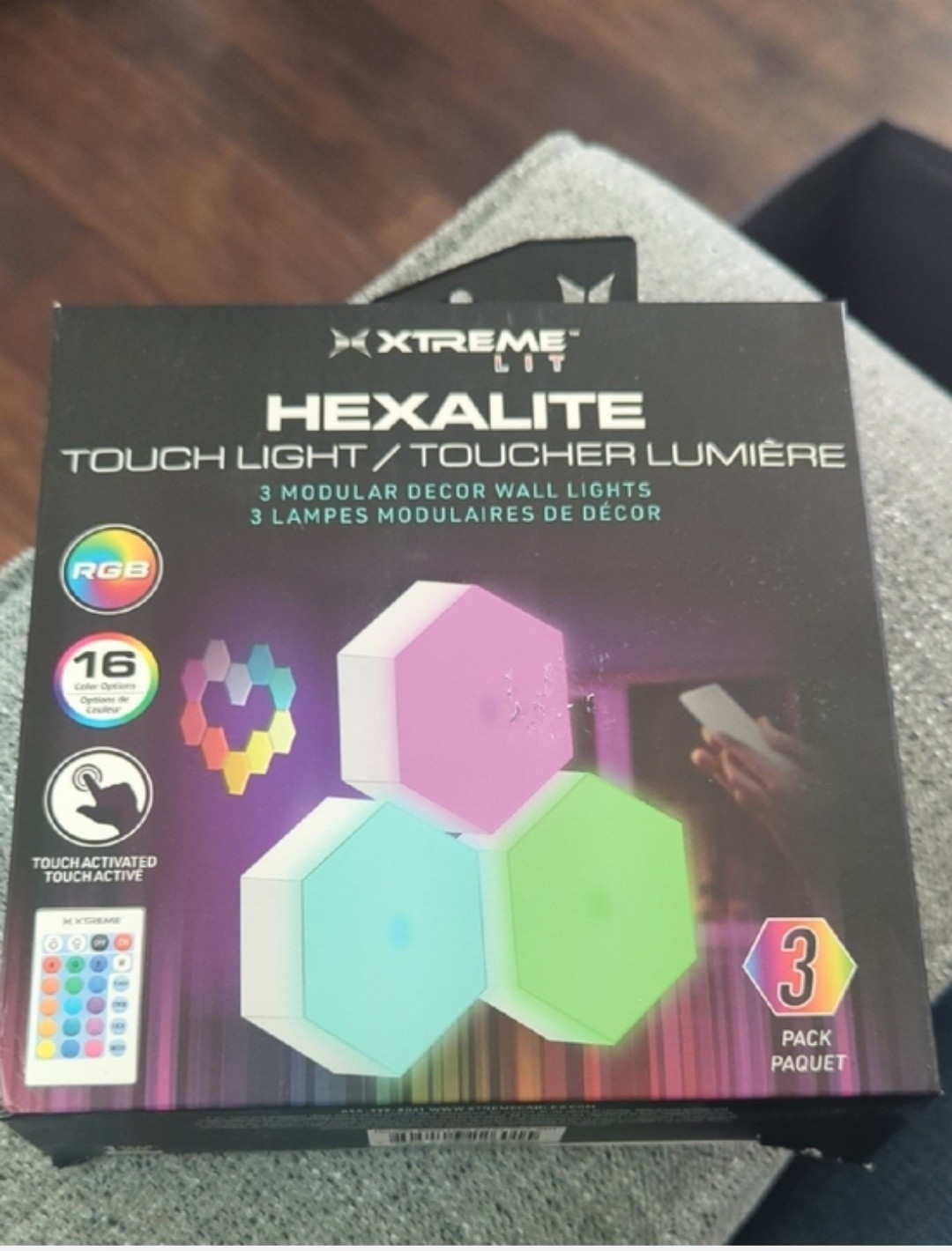 Xtreme Lit Hexalite RGB Touch LED Hexagon Wall Lights w/Remote Modular 3-Pack