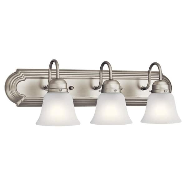 Kichler Independence 24in 3 Bell Shape Light Vanity Brushed Nickel Frosted Glass