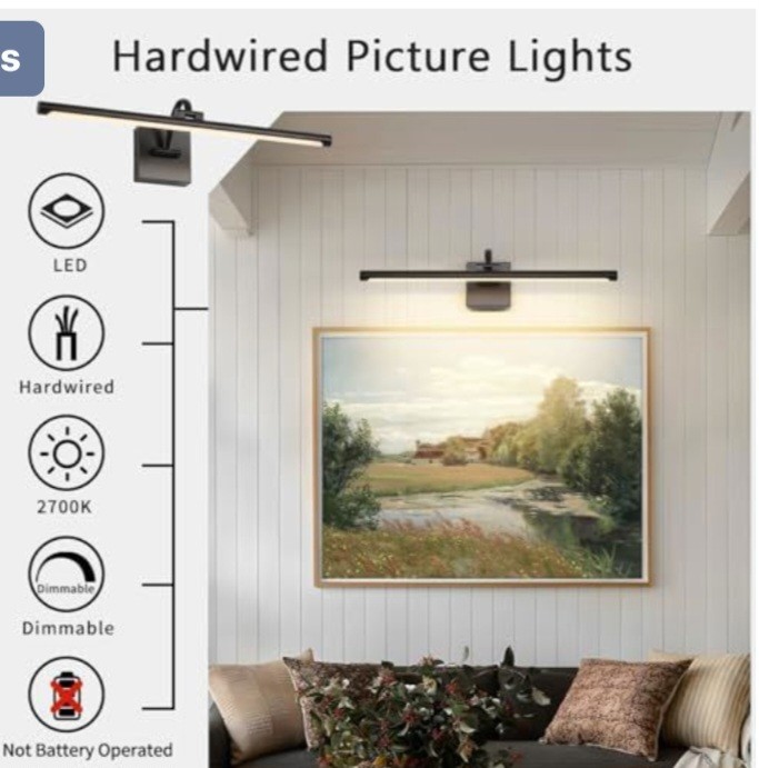 DESOOP Black Hardwired LED Picture Light 23.62 in 14W Dimmable 2700K Warm White