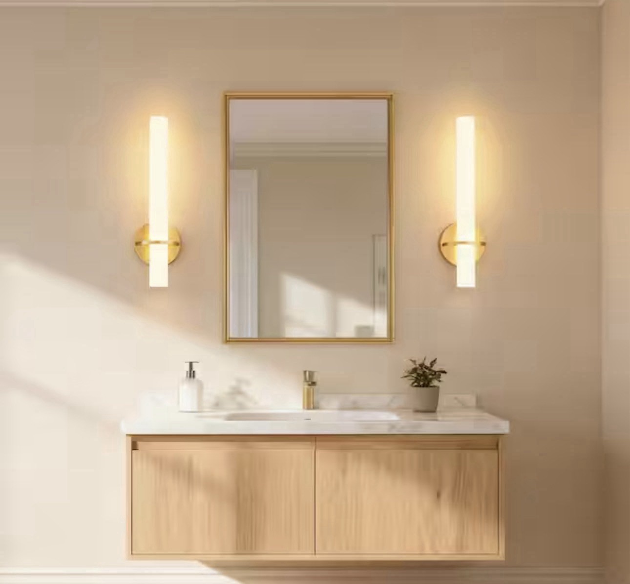 18 in. 1-Light 2-Pack Gold LED Wall Sconce, Modern Dimmable Cylinder Shade Sconc