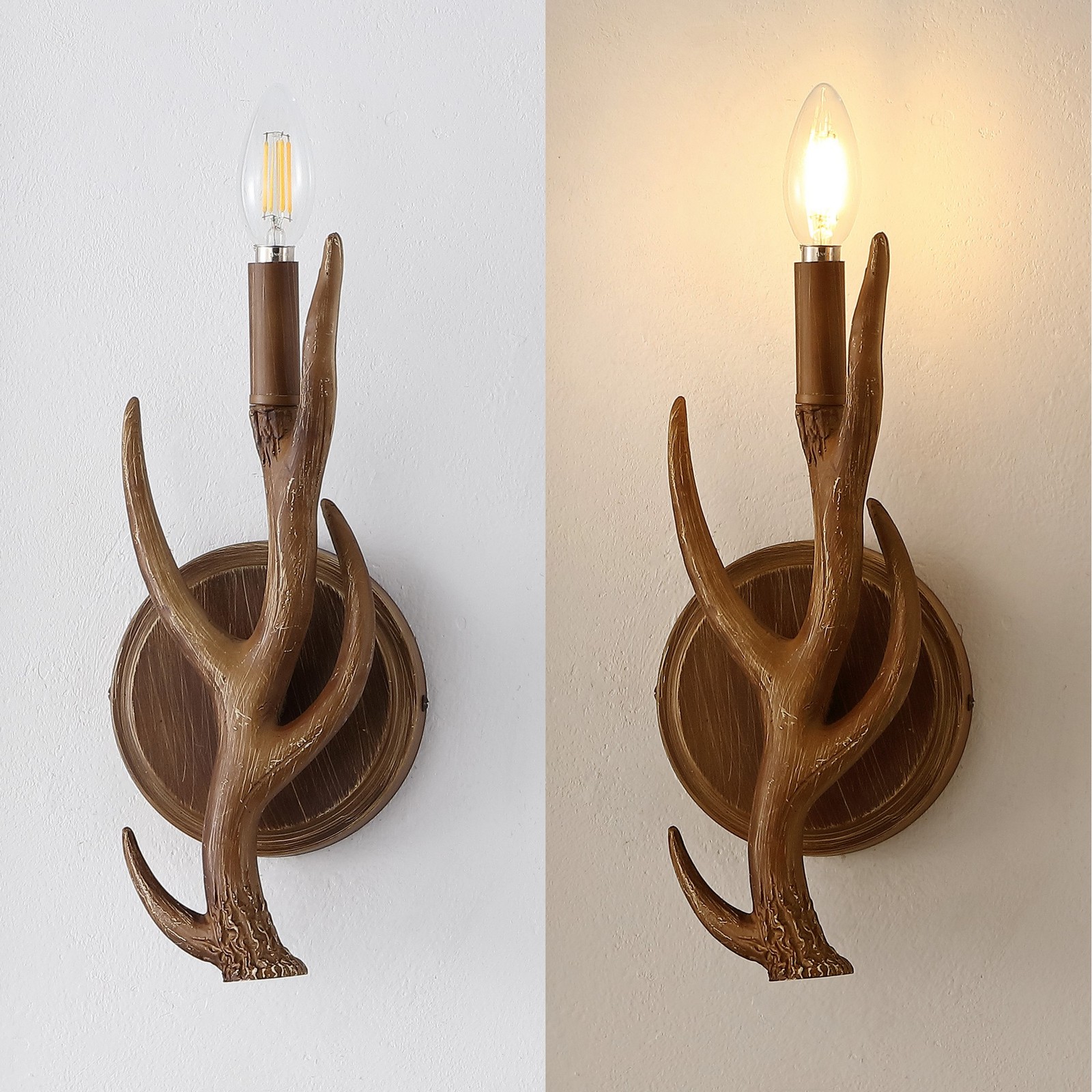 Cody 5.5″ 1-Light Southwestern Bohemian Resin/Iron Faux Antler LED Sconce, Brown