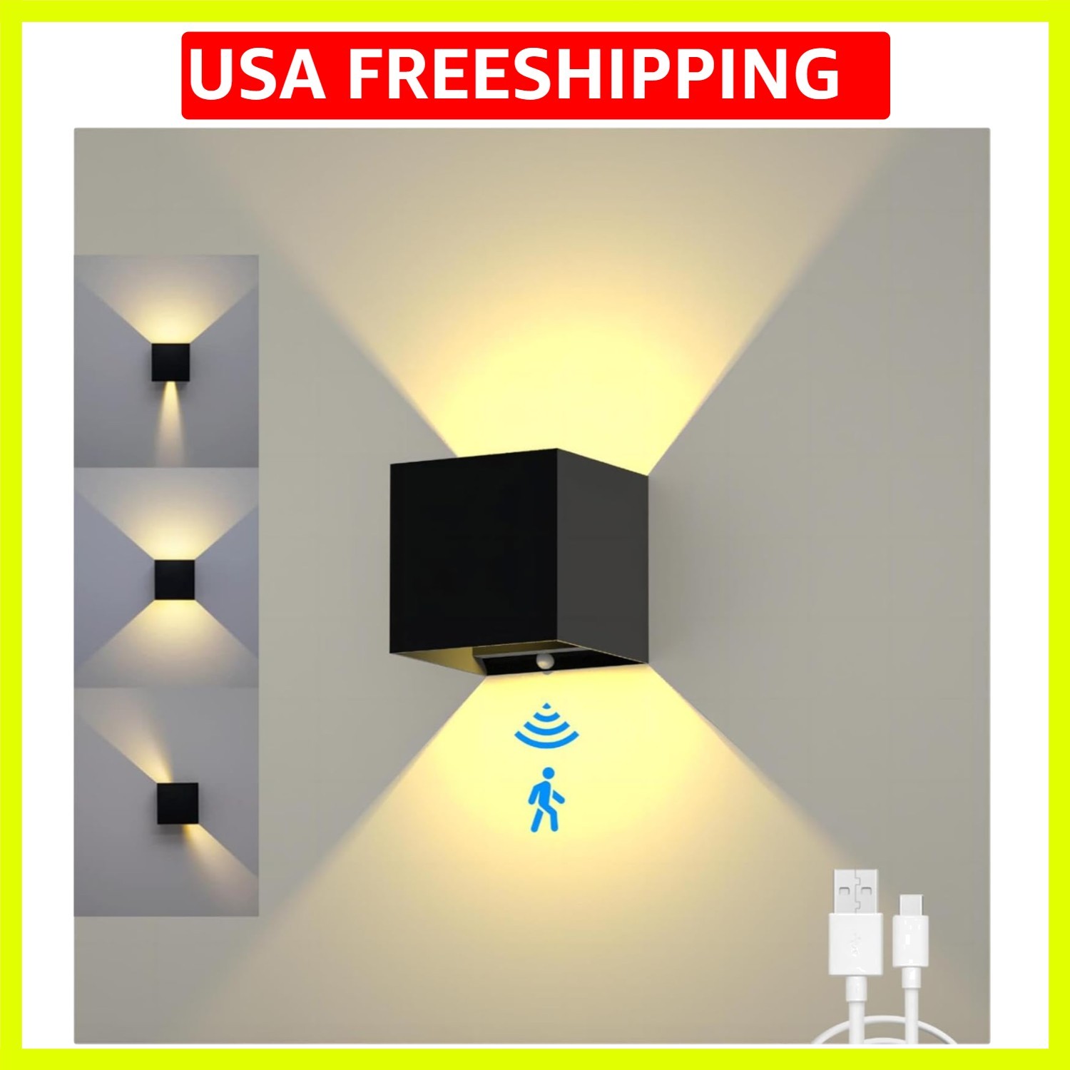 Battery Operated Wall Sconces, 12W Motion Sensor Light Indoor, 6000mAh Wall L…
