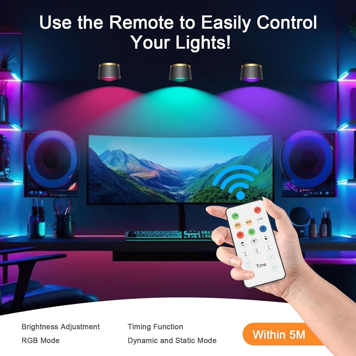 Rechargeable LED Wall Sconces Set of 2, Remote Control & 360° Rotation