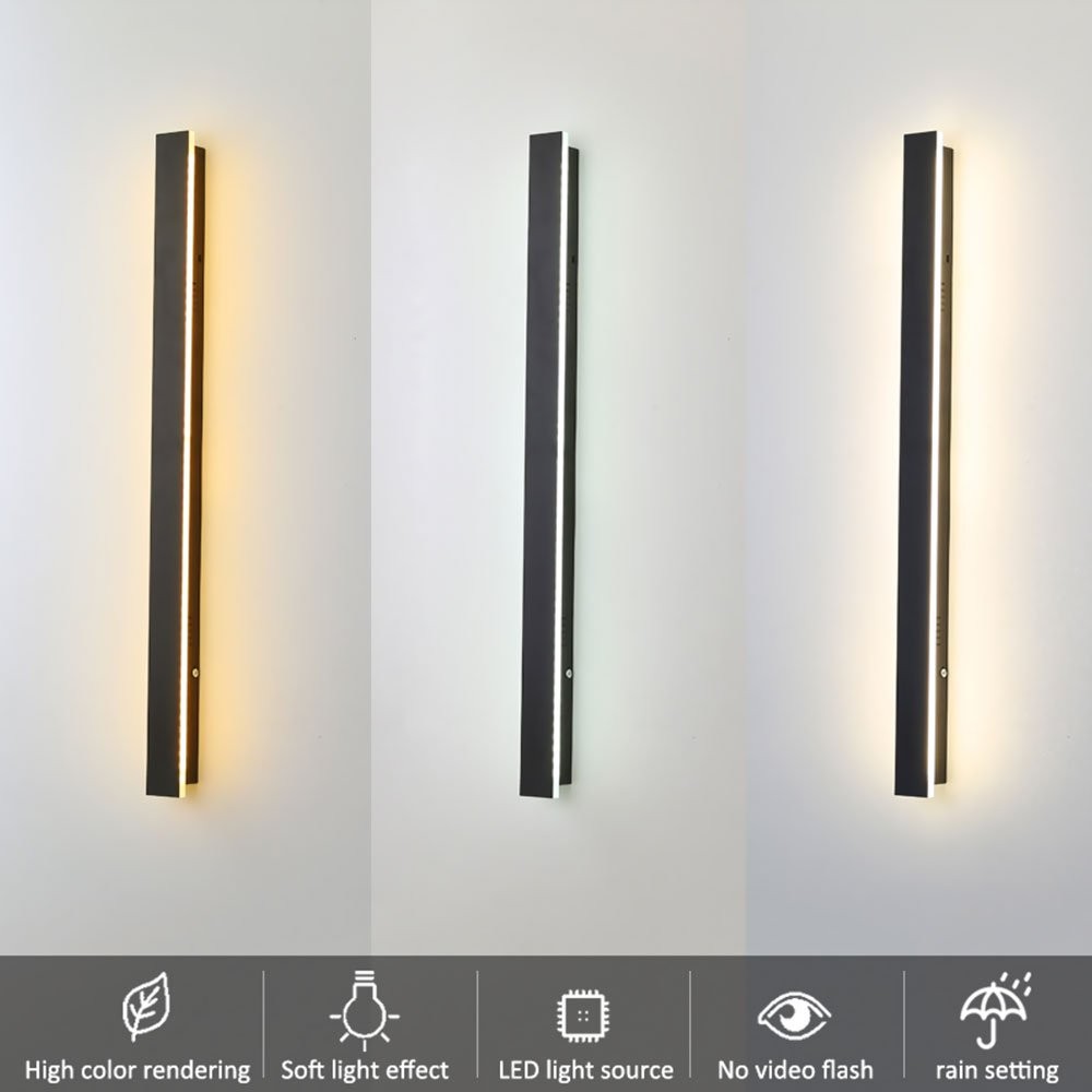 LED Wall Light IP65 Waterproof Outdoor Long Strip Modern Garden Wall Sconce Lamp