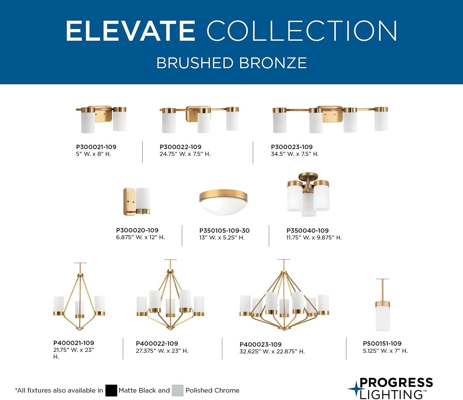 Progress Lighting Elevate 4-Light Brushed Bronze Etched White Glass Vanity Light