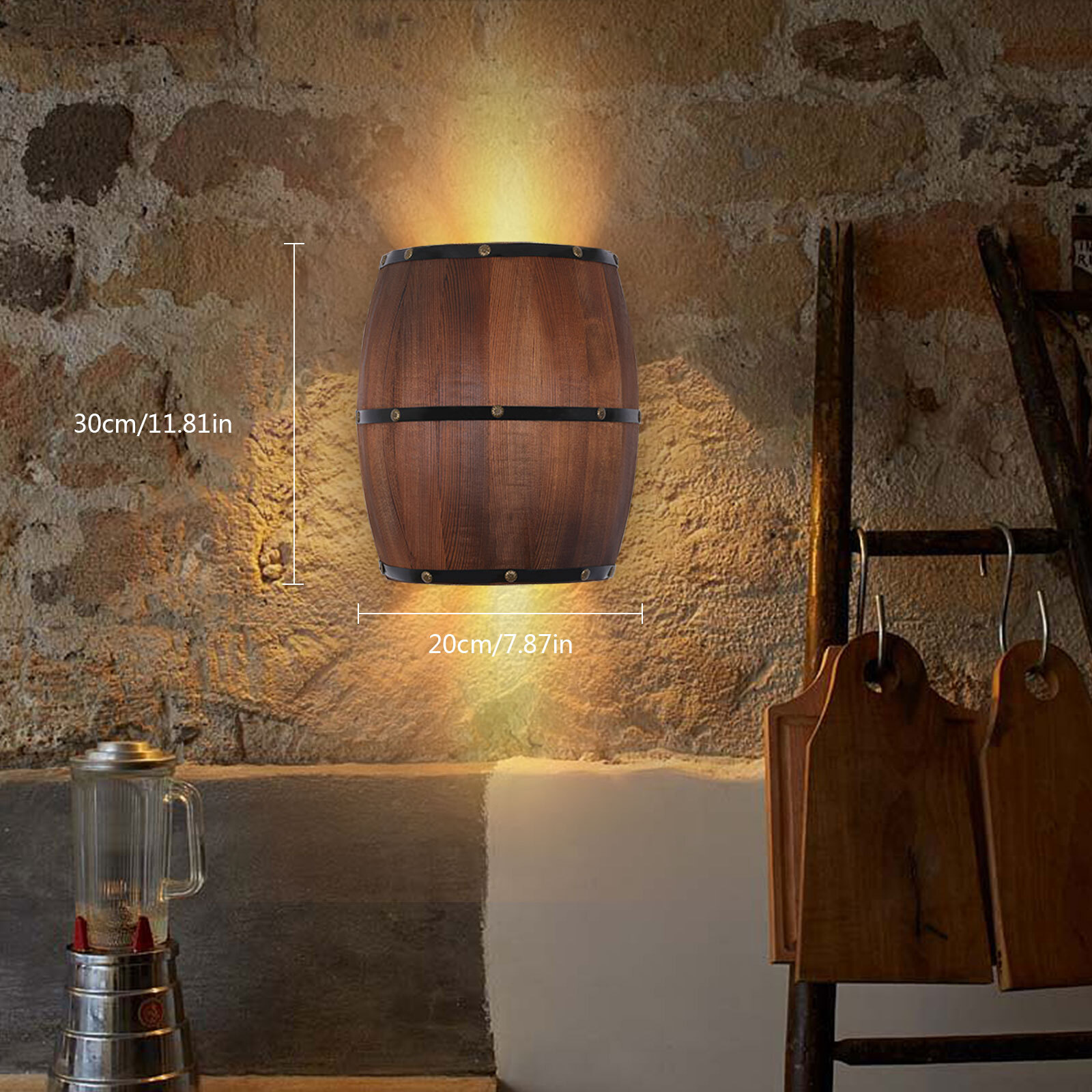 Wine barrel Wall Lamp Vintage American Country LED Light Home Restaurant Decor