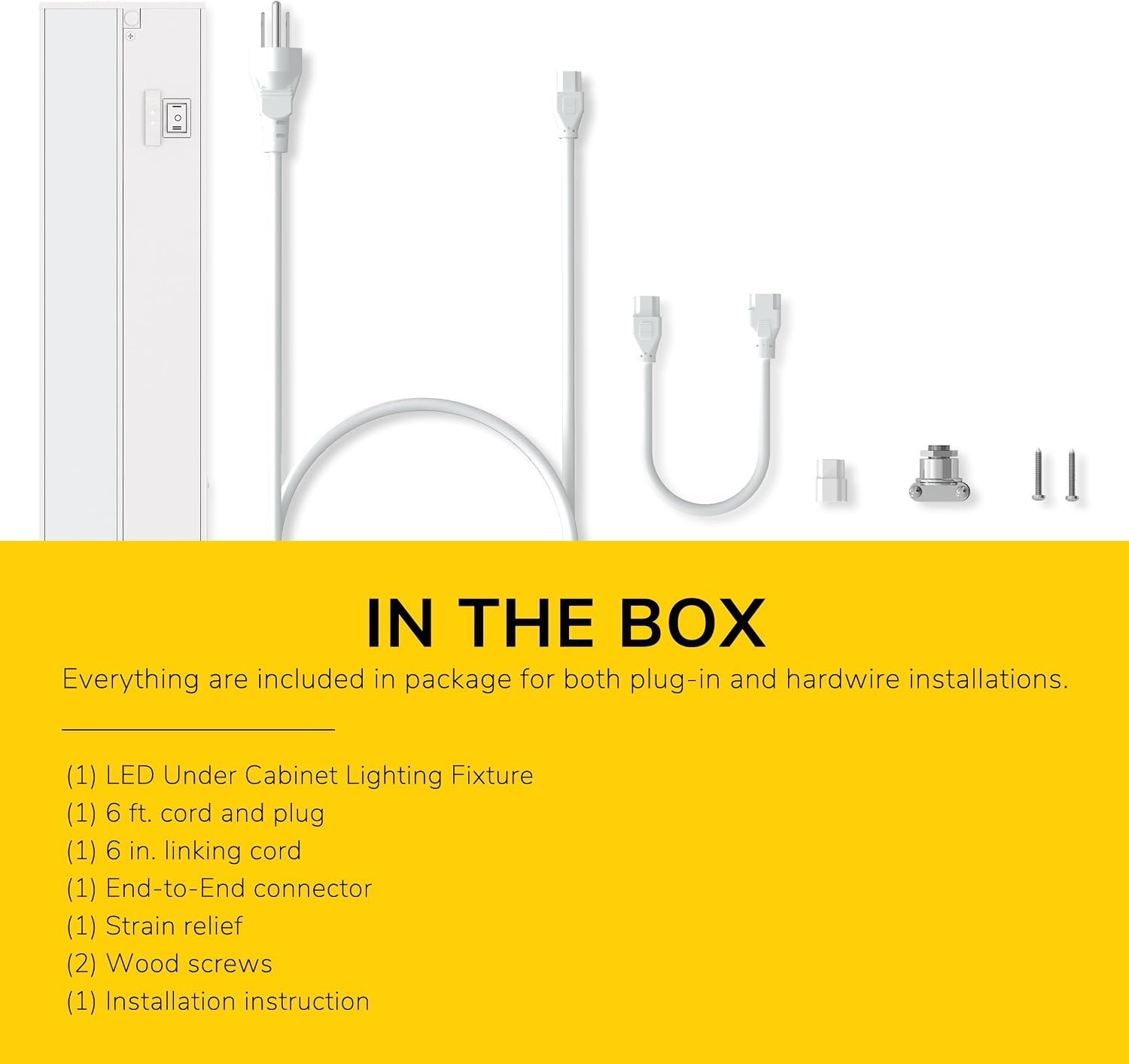 12″ 3-CCT LED Under Cabinet Light | Hardwired/Plug-in