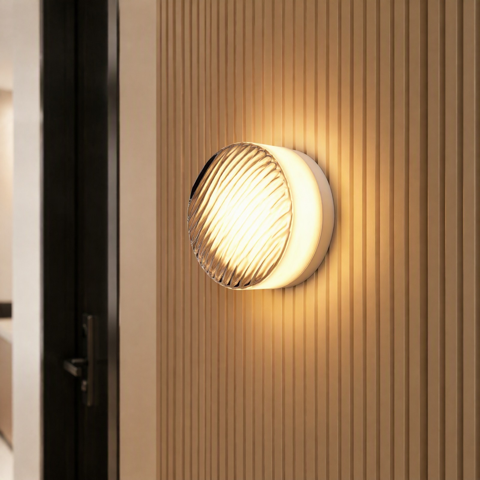 5 in Modern Smoky Gray Ripples Glass LED Indoor Wall Light Thick Sconce Fixture