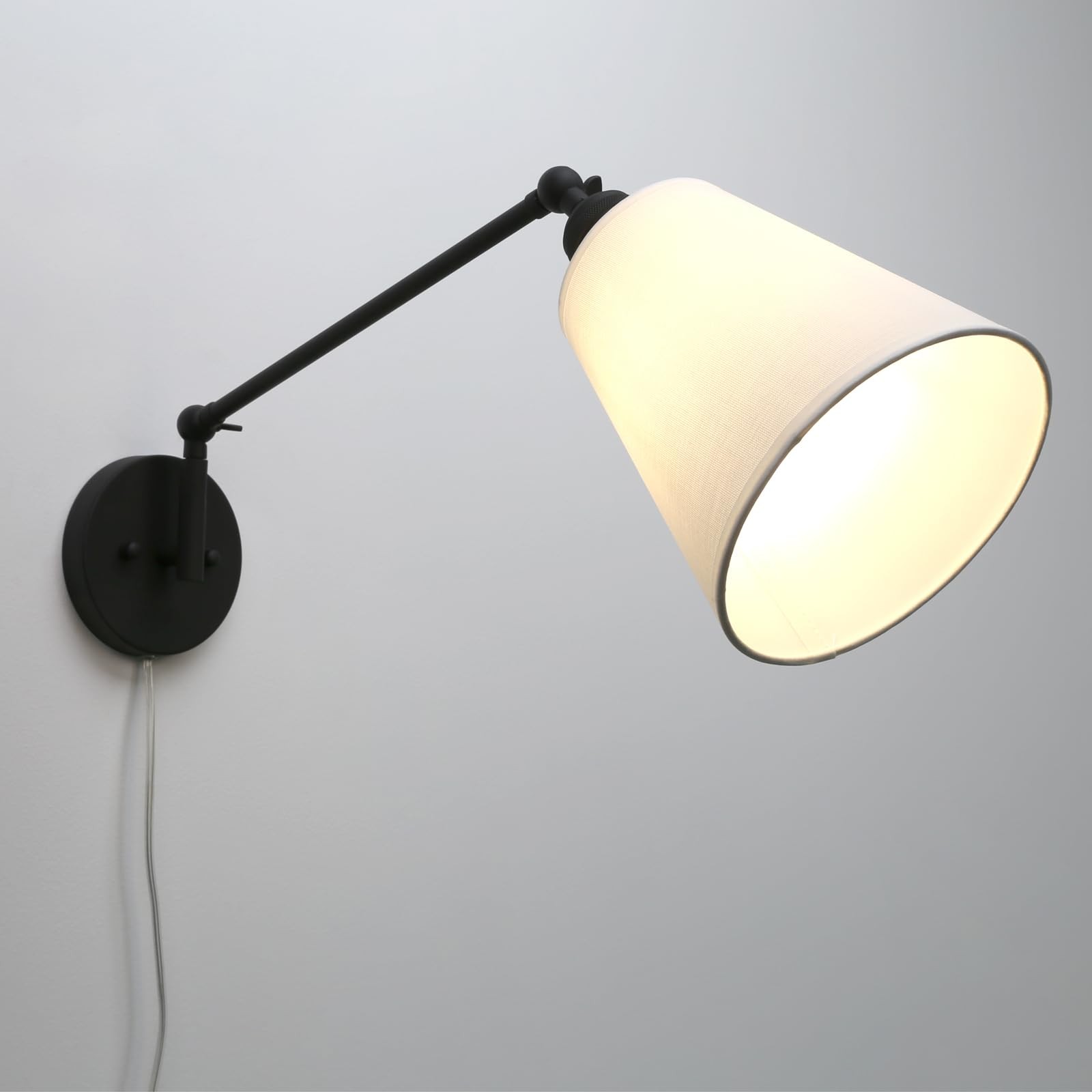 Retro Swing Arm Wall Sconce E26 Base 60W 110-120V Plug-in Black – Bedroom