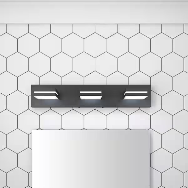 aiwen 23.6 in. 3-Light Modern Black Bathroom LED Vanity Lights Acrylic Modern
