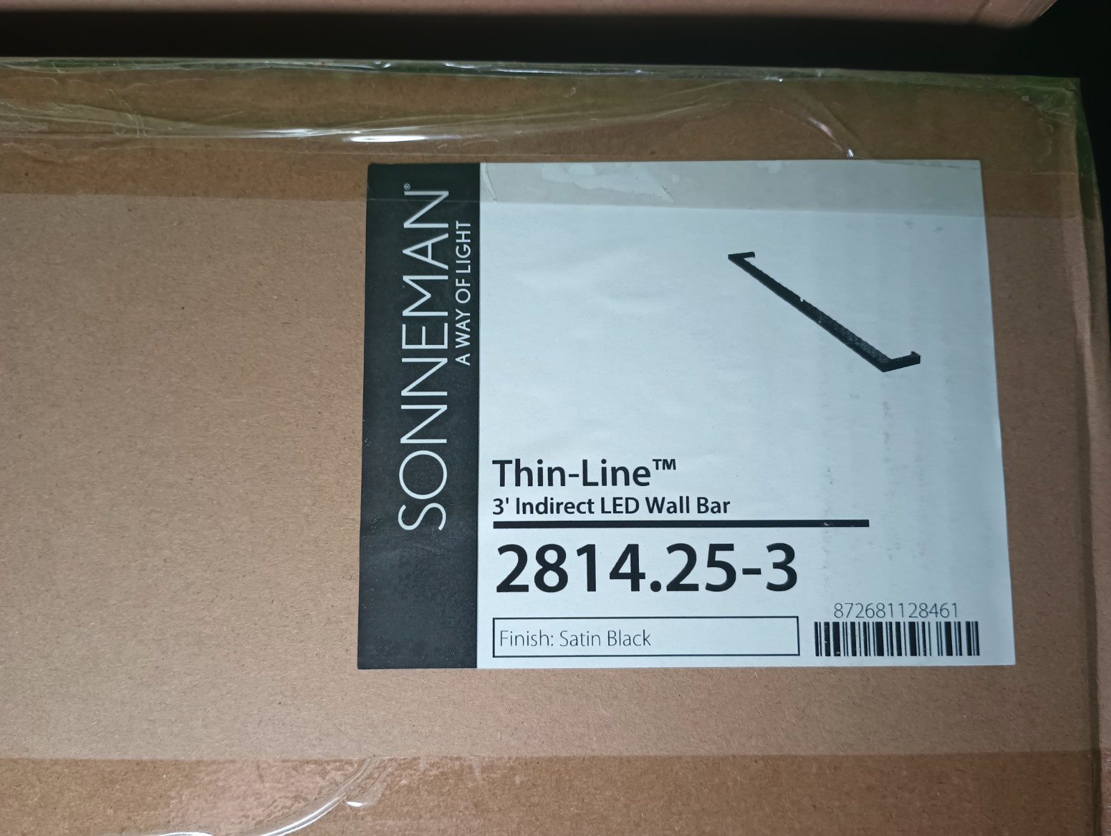 Sonneman 2814.25-3 Thin-Line 3′ Indirect LED Wall Bar Satin Black Set Of 2 NIB