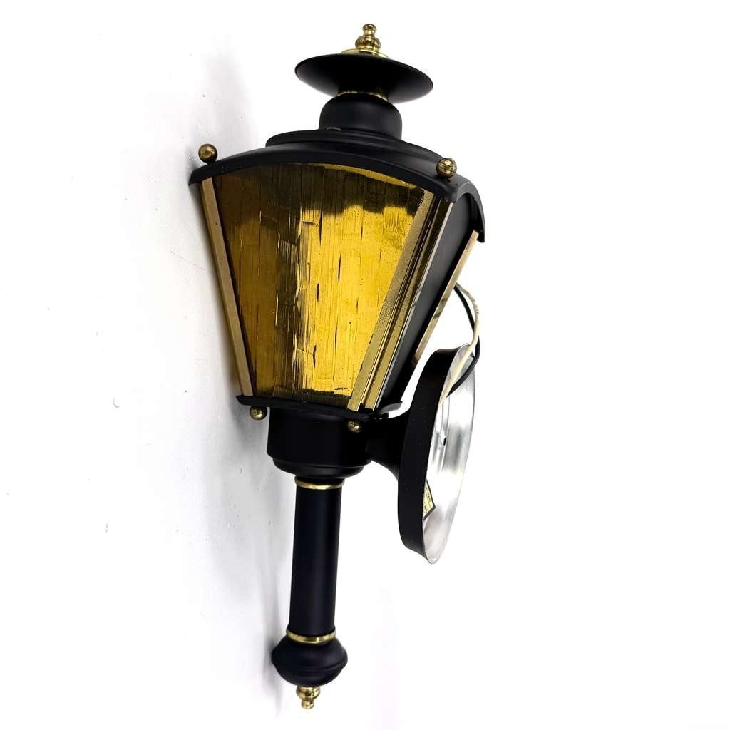 American Lantern 4233BLK 12″ Light Fixture Wall Outdoor Black Brass Base Vintage