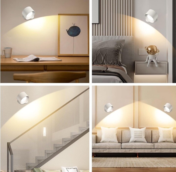 LED Wall Sconce, Wall Mounted Lamp with Rechargeable Battery Operated 3 Colors