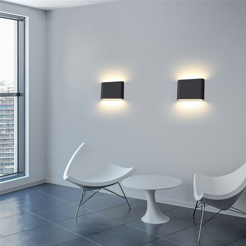 6W 12W COB LED Wall Light Up & Down Outdoor Sconce Lamp Light Black / White EF