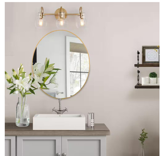 LNC Robb Modern 3-Light Gold Bathroom Vanity Light with Glass Shades # A03569