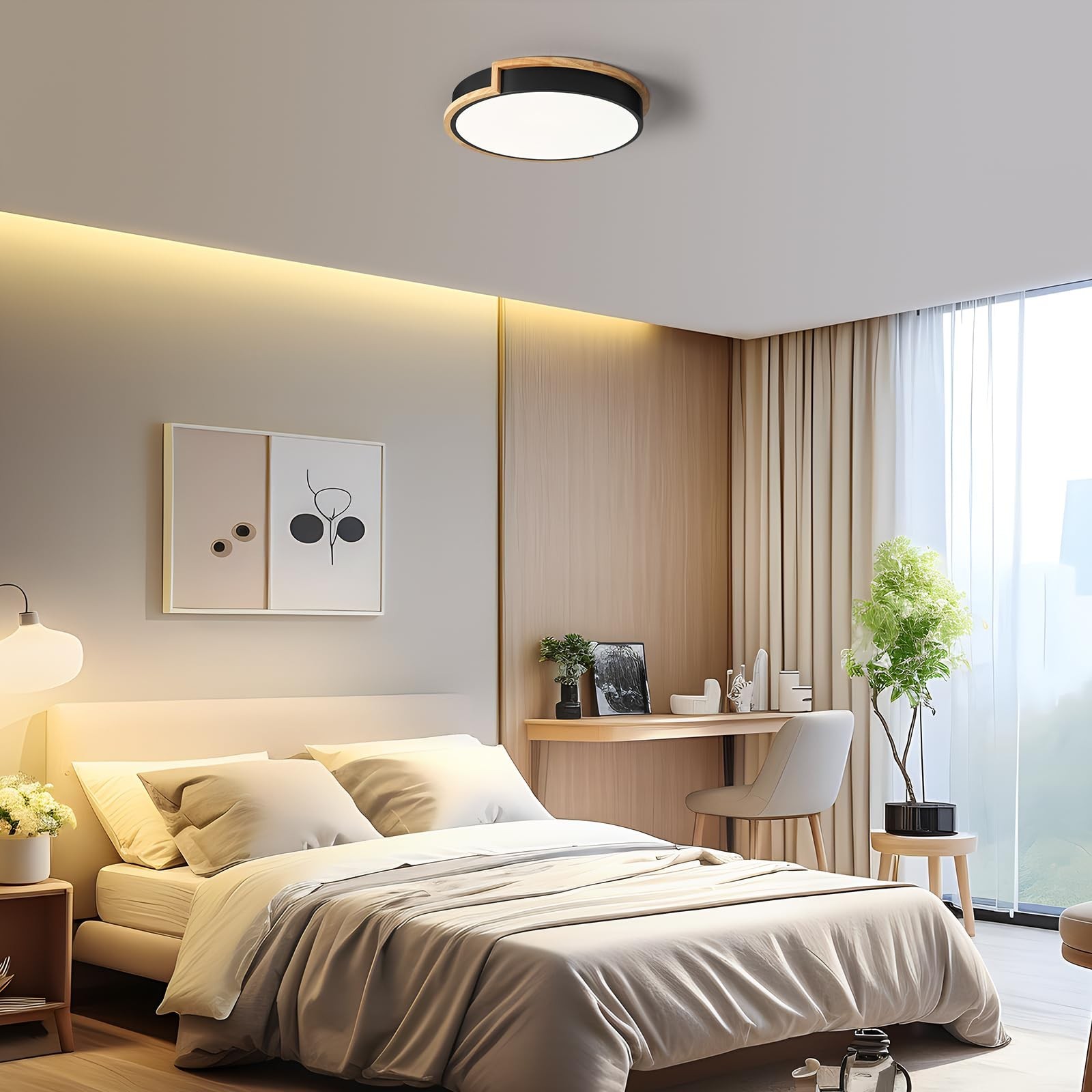 Modern LED Close to Ceiling Light, Round Flush Mount Ceiling Lighting Fixture…