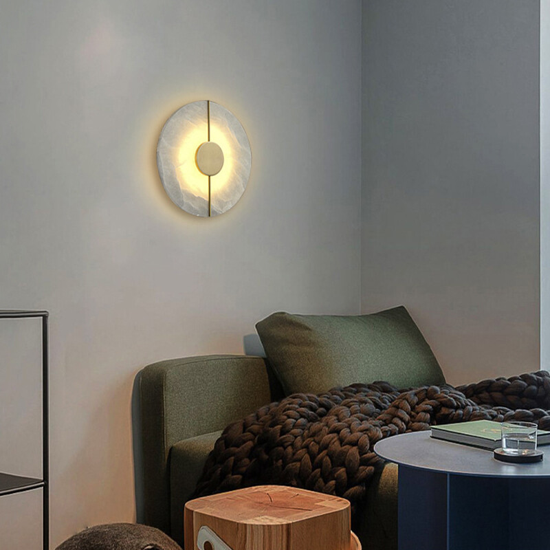 12W LED Marble Stone Wall Sconce Lamp Living Room Round Light Fixture SMD 2835