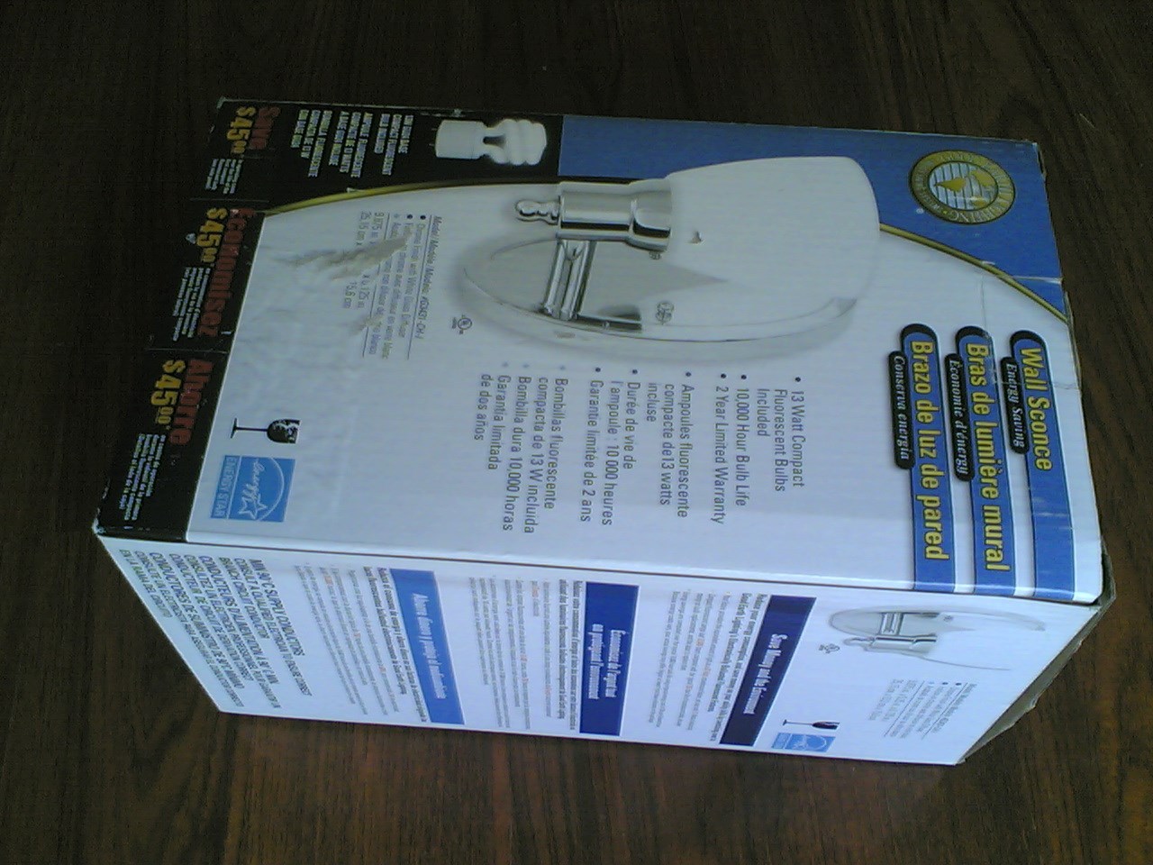 NIB Nice 1-Lite Energy-Efficient Fluorescent SCONCE Wall LIGHT (chrome)