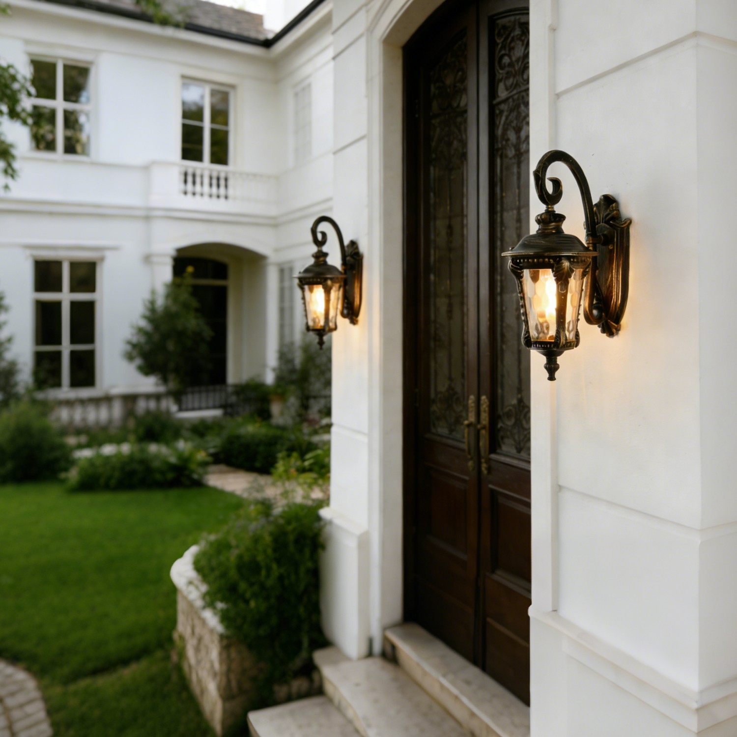Outdoor Wall Light Fixtures Antique Gold Waterproof Aluminum Wall Lantern Sconce