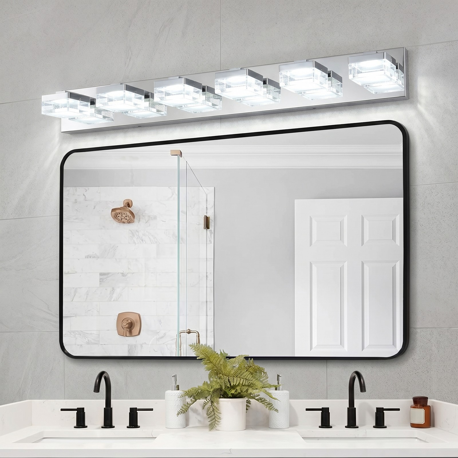 38» Modern Chrome Vanity Light 6 Lights LED Bathroom Mirror Wall Sconce Fixture