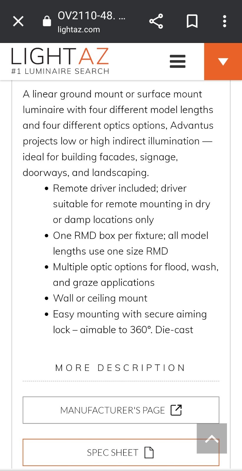 Advantus OV2110 Series 48″ Led Outdoor Wall/Ceiling Bronze Unit
