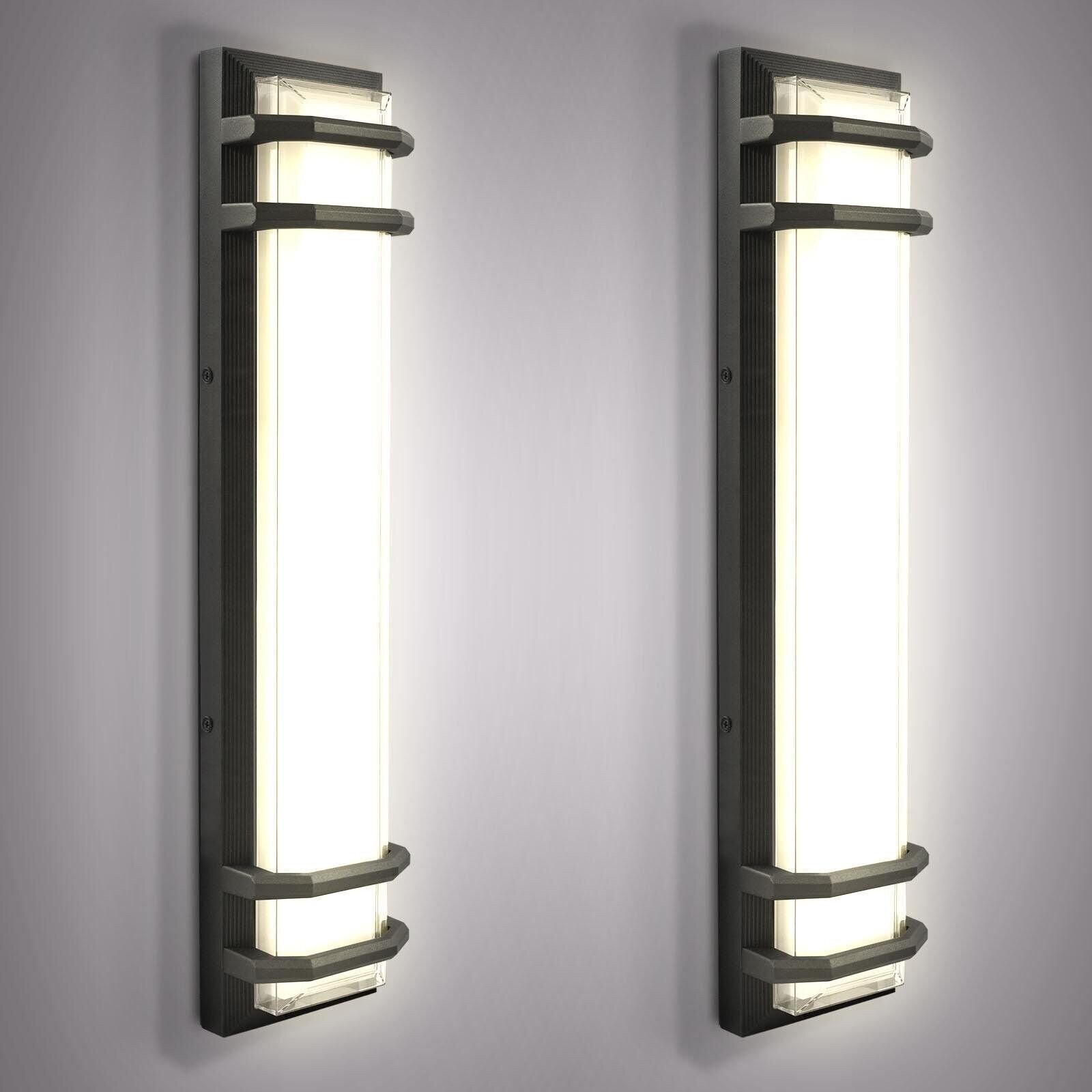 Luxrite LED Outdoor Wall Light 23.62in 3CCT 3000K-5000K 20W Aluminum IP65 2-Pack