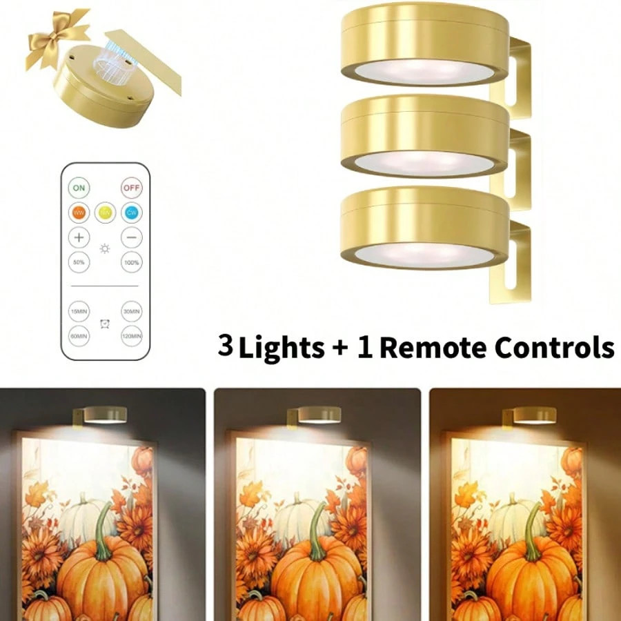 Wireless Picture Lights Wall LED Art Battery-Power Metal Wall Light Fairy Light