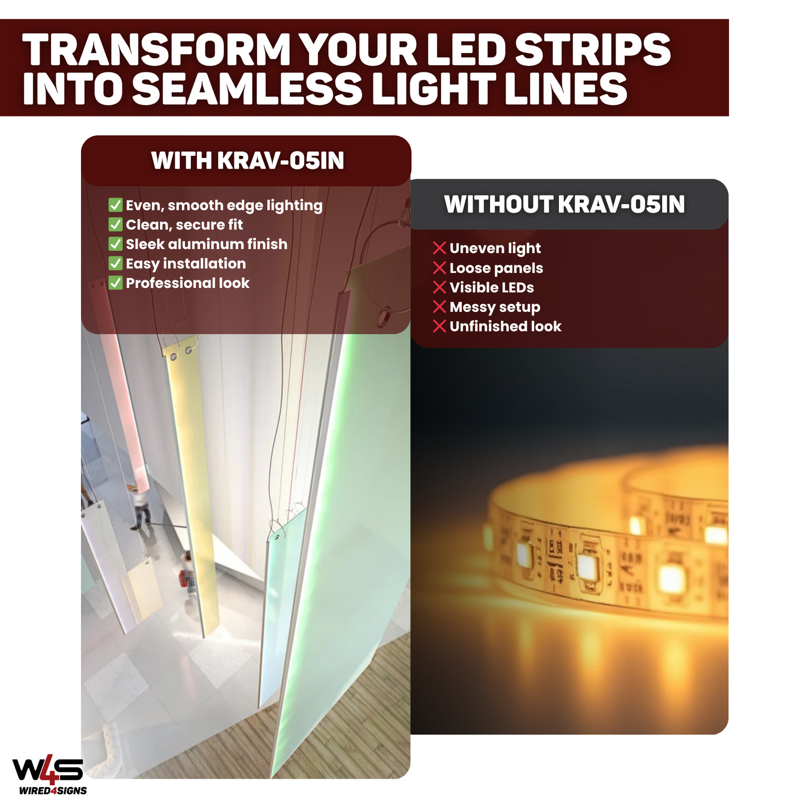 Wired4Signs LED Channel Extrusion Klus KRAV-810 Edge-lit Glass Panels Aluminum
