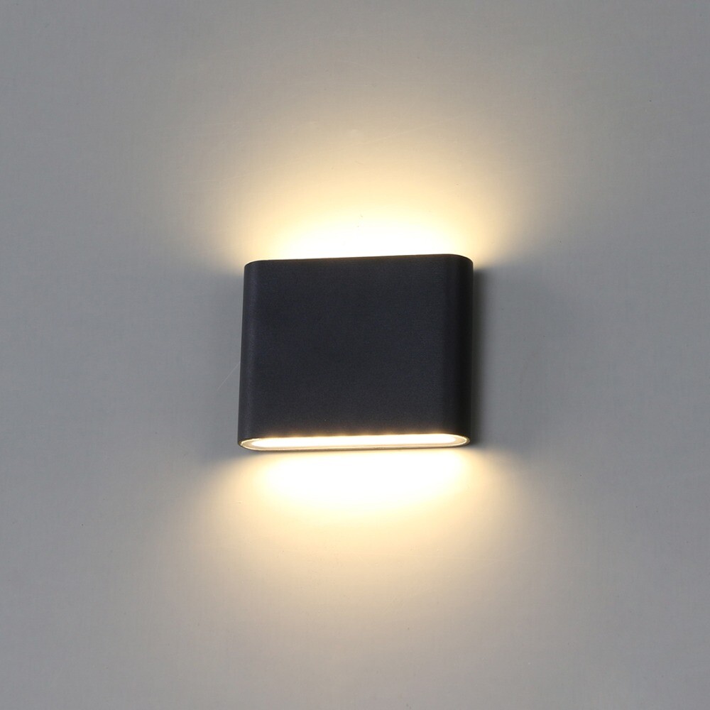 6W 12W COB LED Wall Light Up & Down Outdoor Sconce Lamp Light Black / White EF