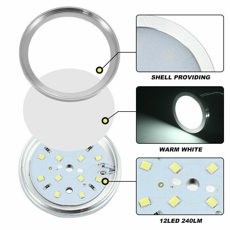 4/8/12PC LED Puck Light Under Cabinet Closet Lighting Kitchen Room Night Wired
