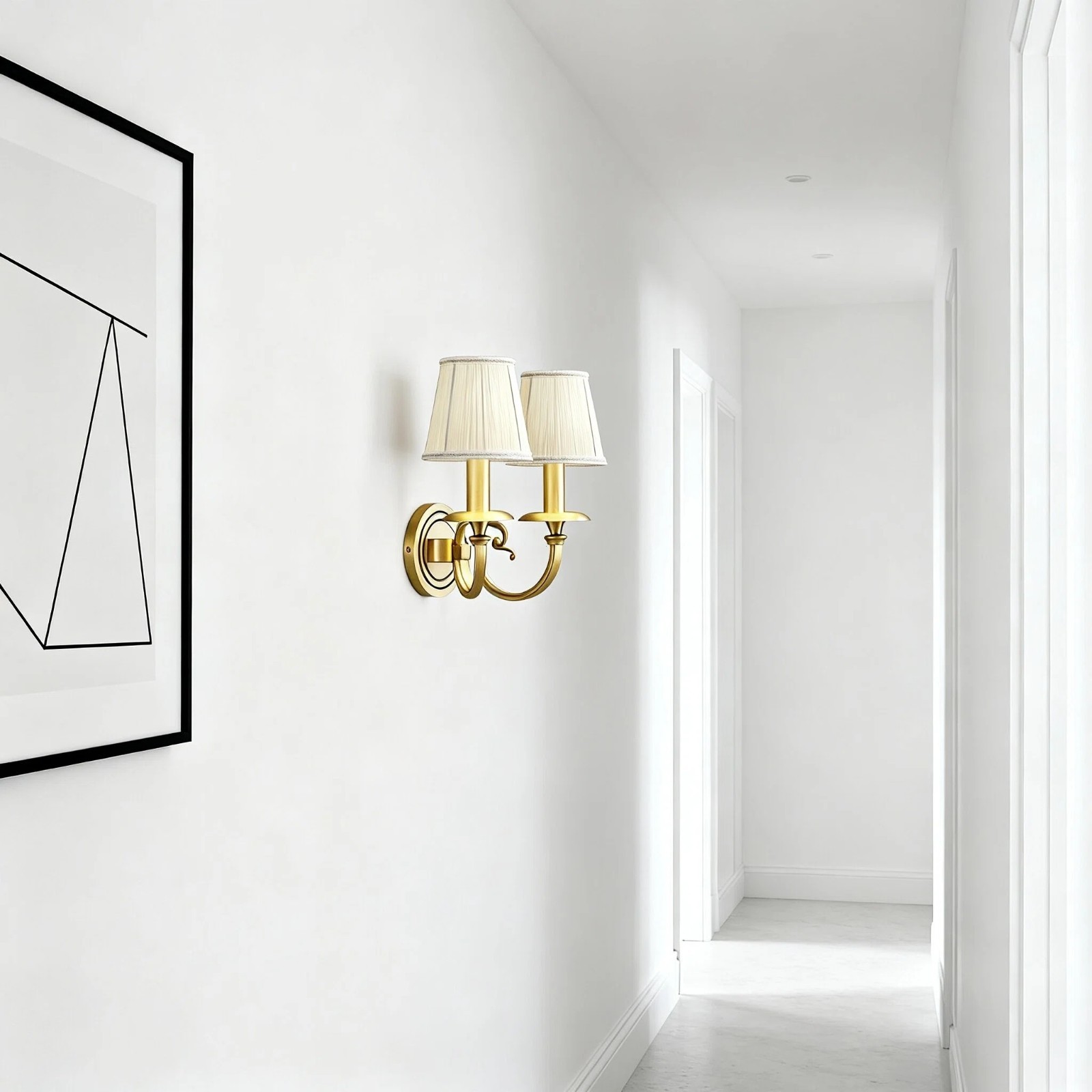 Wall Lights Brass Polished Lamps Wall Solid Finish With White Flax Fa Bedroom