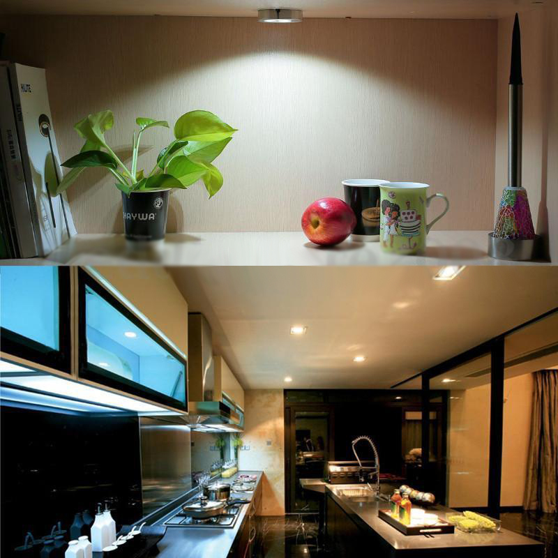 3W Kitchen LED Under Cabinet Lighting Showcase Light Kit Puck Spot Lamp Bulbs