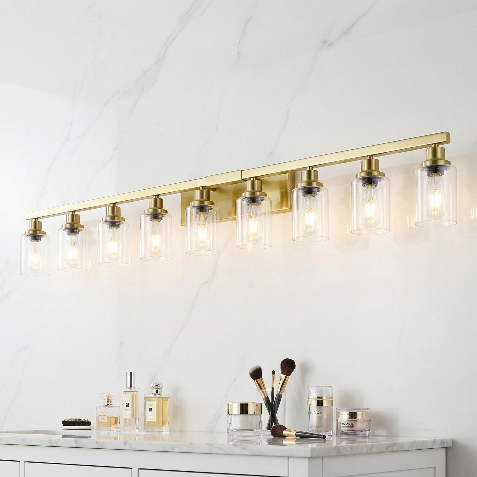 65» Vanity Light Gold Modern 10 Lights for Bathroom Mirror Wall Sconce Fixture