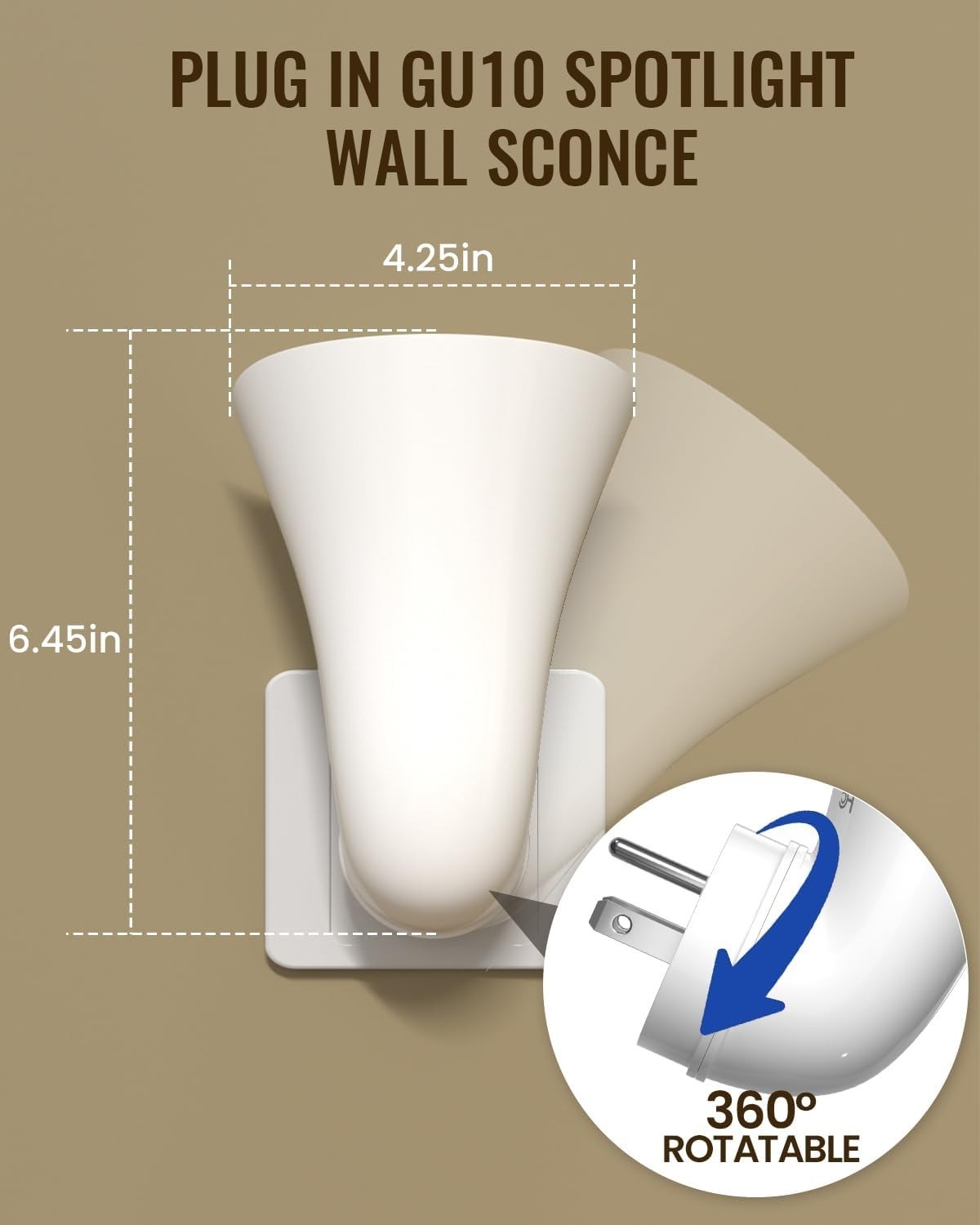 Plugin GU10 Spotlight Uplighter Wall Sconce Wash Light Plug Socket Outlet Upligh