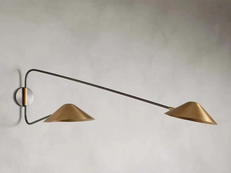 2 Light Mid Century Brass Swing Italian Diabolo Wall Sconce Modern Light Fixture