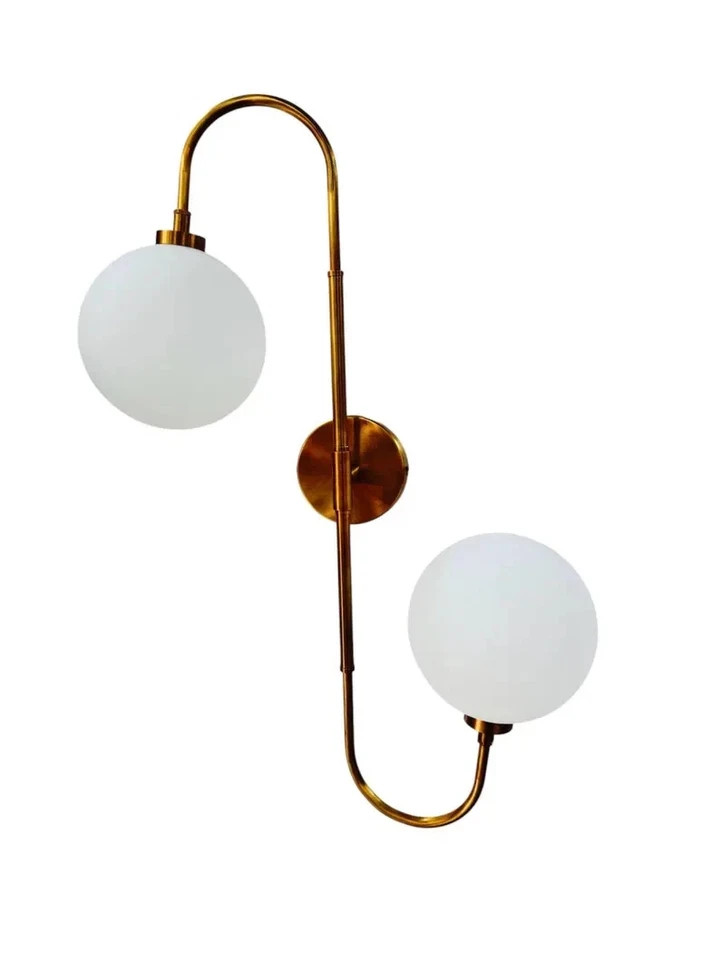 Italian Adjustable Mid Century Brass Wall Sconce Double Sided Spot Light Globe